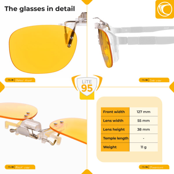 Lunettes PRiSMA® CLiP-ON LiTE – CP704 haute protection anti-Lumière bleue 95% – Image 2