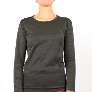 Sous-​chemise à manches longues pour dames noir coton biologique et tailles avec maille argentée - 26dB à 1GHz