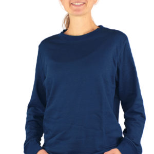 Sweat Shirt pour dames en coton bio avec des mailles argentées marine