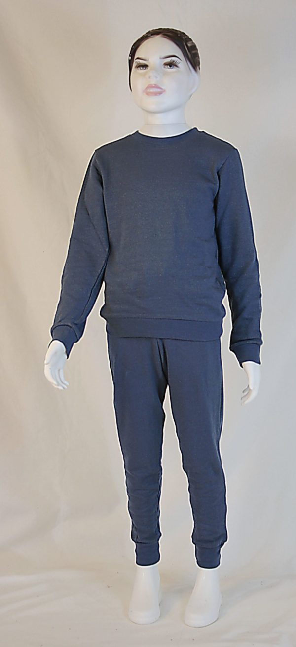 Ensemble de loisirs pour enfant anthracite en coton bio tricotée avec fil argenté