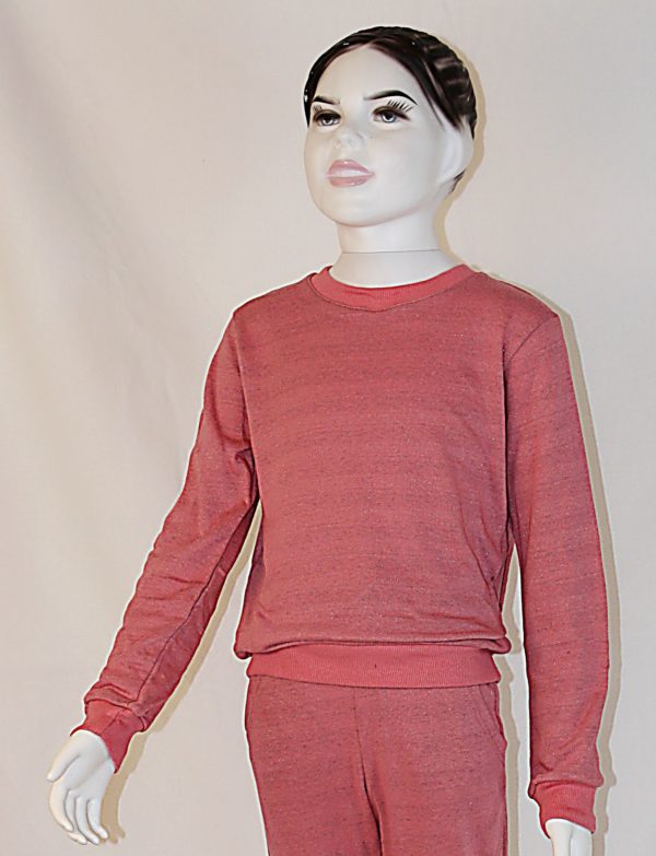 Sweat-​Shirt pour enfant vieux rose en coton bio tricotée avec fil argenté