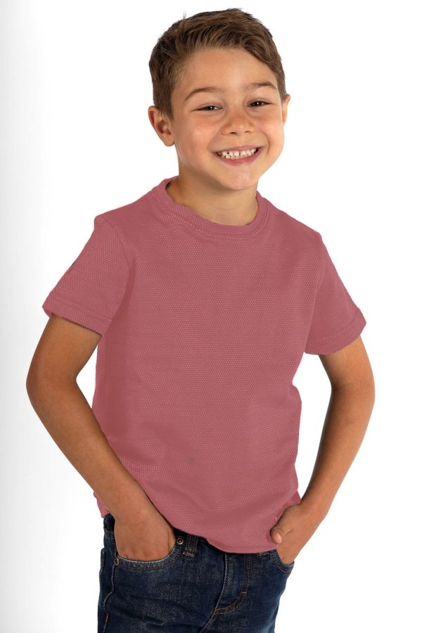 T-​Shirt enfant vieux rose en coton Bio tricoté avec les mailles argentées visibles 32dB à 1GHz