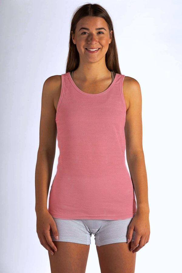 Maillot de corps dames coton bio deux couleurs maille argentée vieux rose