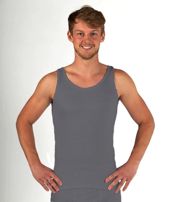 Maillot de corps sans manches coton bio anthracite maille avec fil argentée 29 dB à1 GHz - taille S