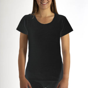 Maillot de corps dames noir coton biologique tricoté avec fil argentée