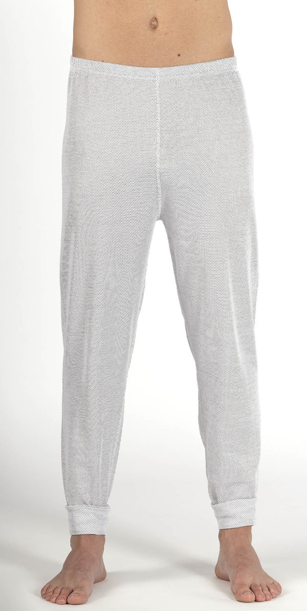 Leggings homme blanc coton bio tricot avec des fil d'argent