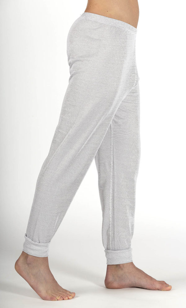 Leggings homme blanc coton bio tricot avec des fil d'argent – Image 2