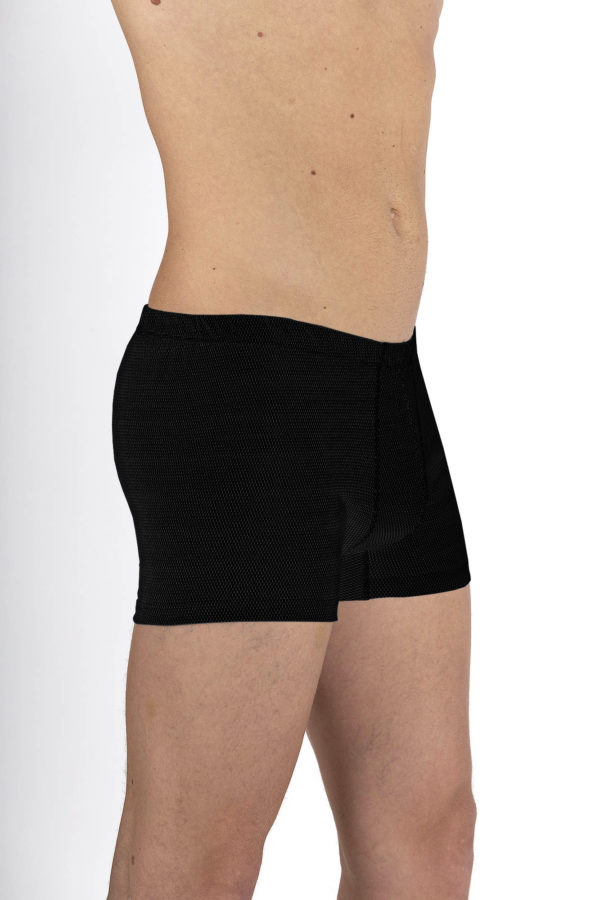 Boxer shorts pour hommes noir coton biologique maille avec fil argenté