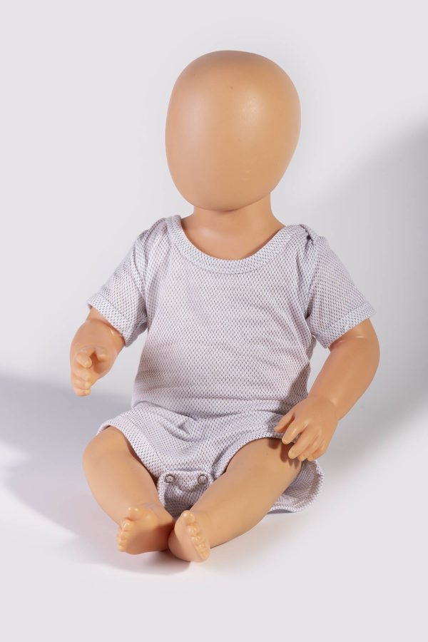 50/56 | 62/68Body pour bébés à manches court blanc bio coton maille avec fil argenté