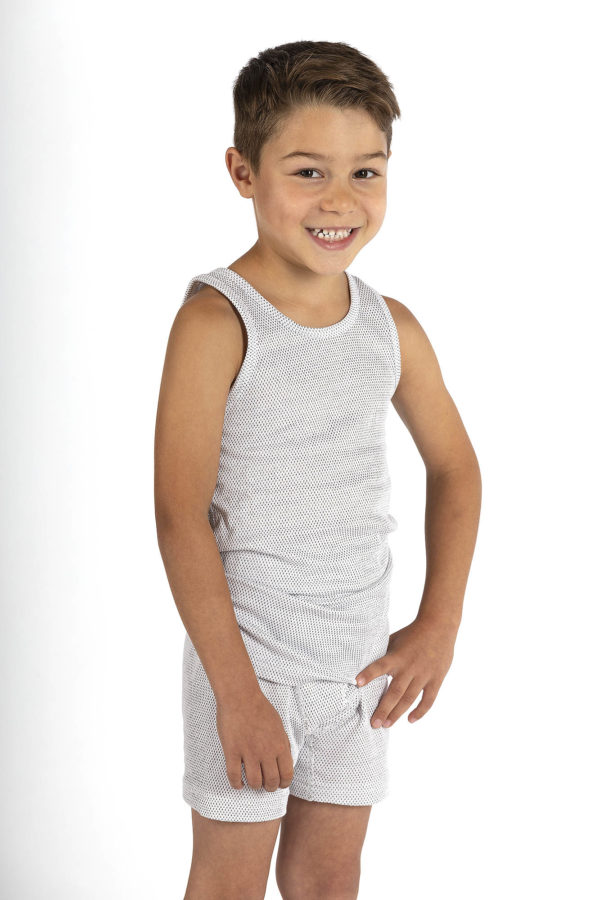 Boxer shorts pour garçons tricotés avec fil argenté et de coton bio éco-​certifié