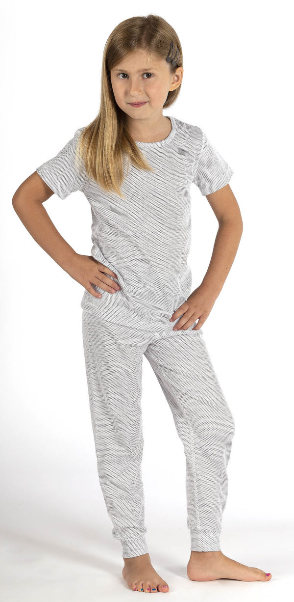 Maillot de corps fille manches courtes blanc coton bio tricot argent