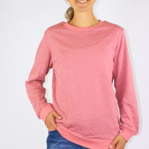 Sweat Shirt pour dames en coton bio avec des mailles argentées vieux rose