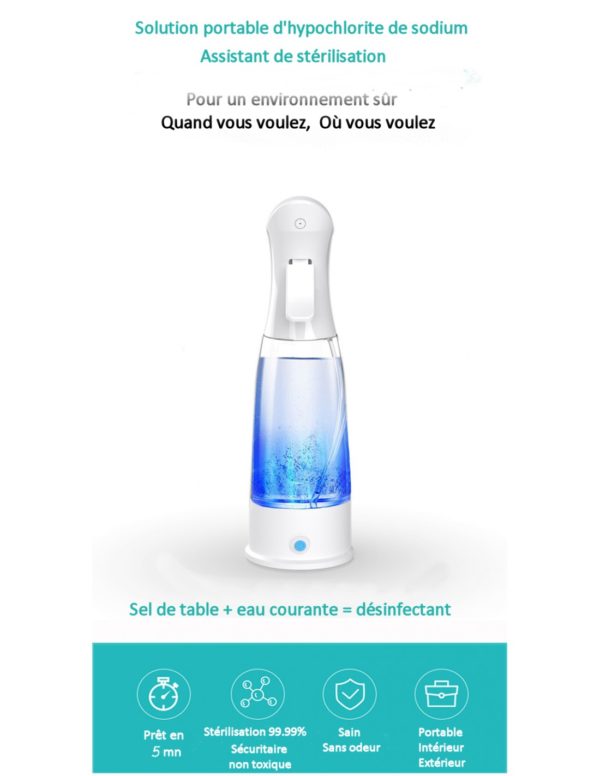 Désinfectant maison, électrolyseur de poche.