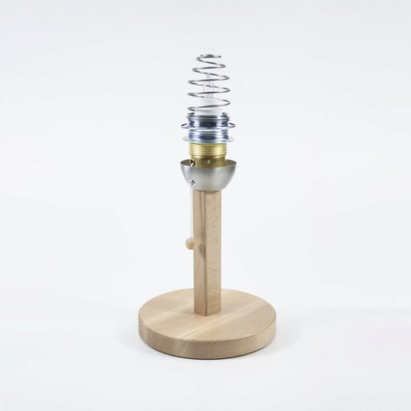 Lampe de table blindée, bois de hêtre, 31cm prise suisse crème – Image 3